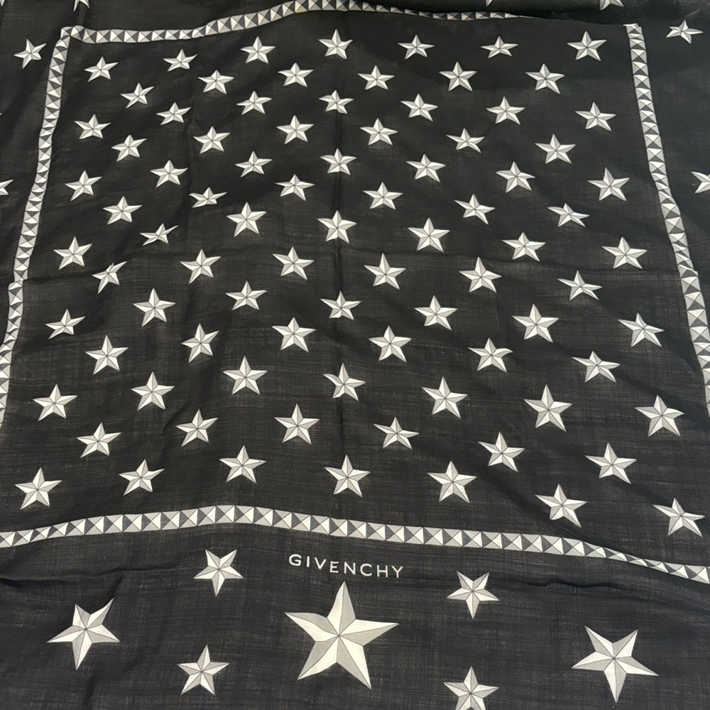 Givenchy Black and White Star Pattern Scarf